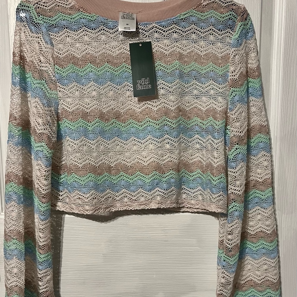 Wild Fable Multicolor Cropped Knit Top Size XS (0-2)